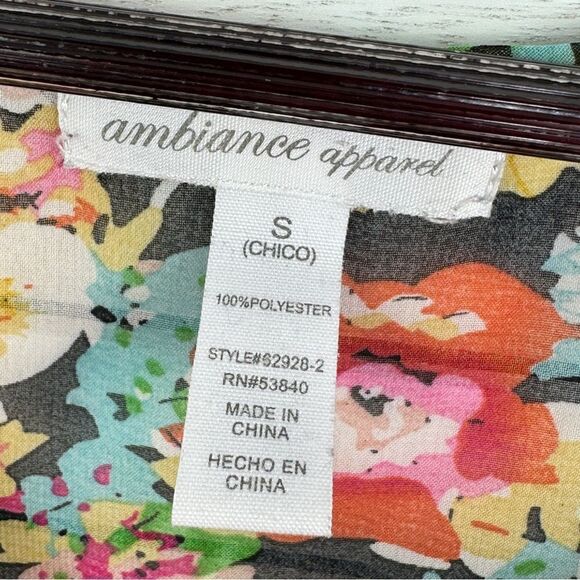 Ambiance Apparel Sheer Chiffon Floral Button Front Tank Top Small - Picture 8 of 10